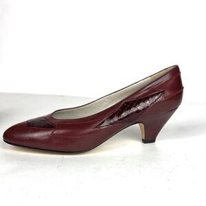 NWOB GALO Italy Classic Leather Burgundy Heels Pumps Shoes size 39 1/2 US 8,5